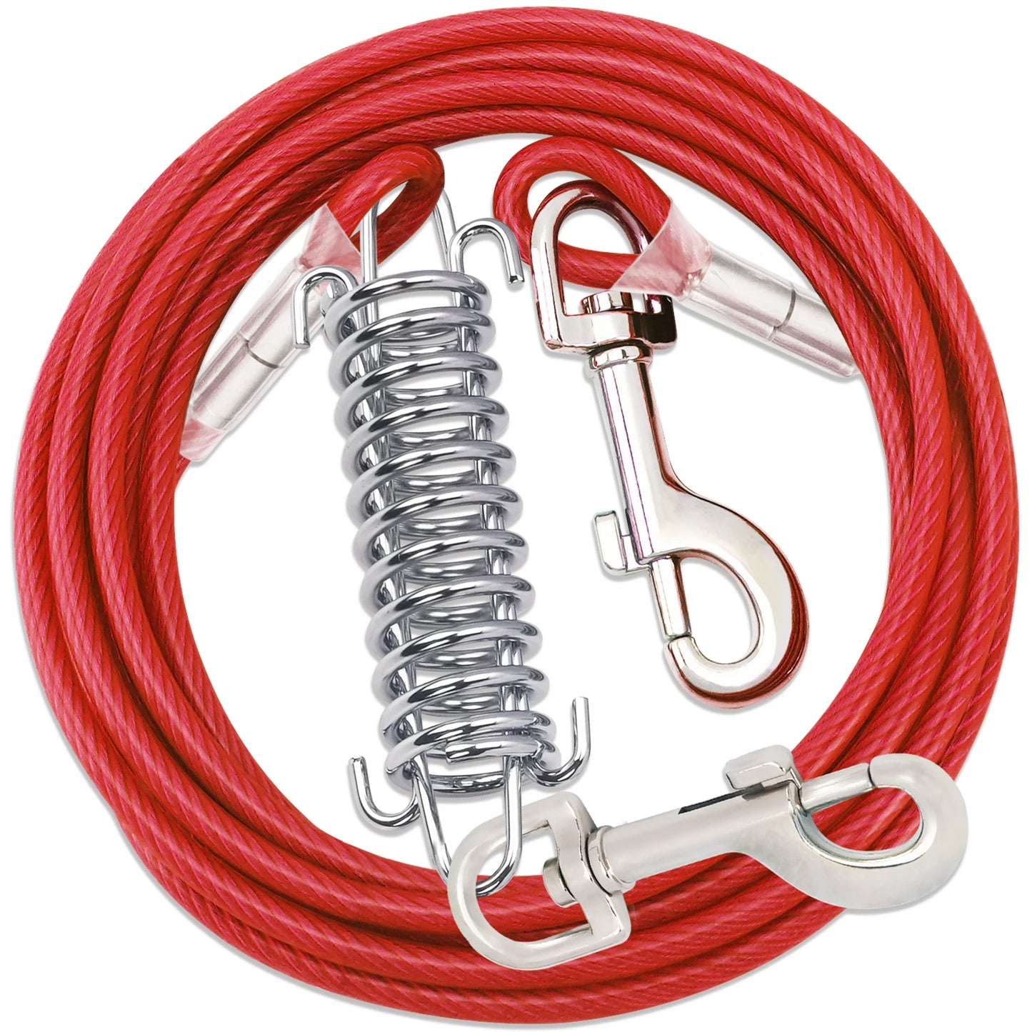 Double Head Coated Metal Pet Tie Out Cable with Recoil