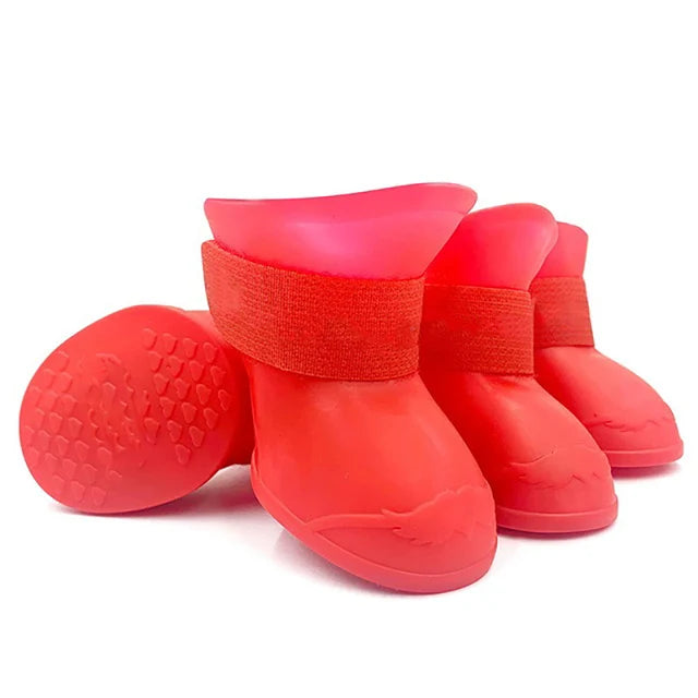 4Pcs Rubber WaterProof Anti-slip Rainshoe Pet Boot