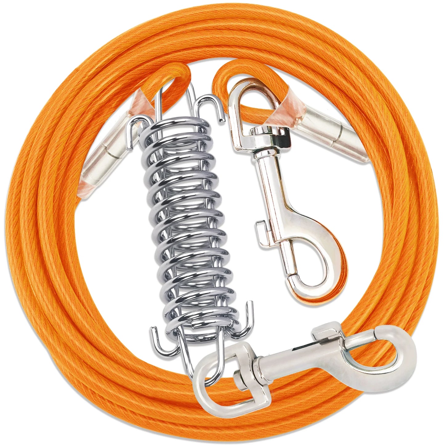 Double Head Coated Metal Pet Tie Out Cable with Recoil