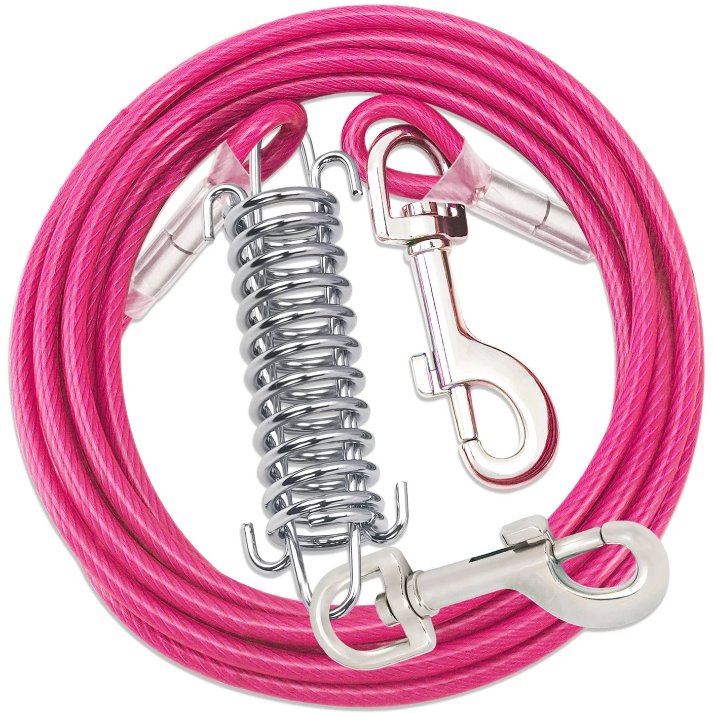 Double Head Coated Metal Pet Tie Out Cable with Recoil