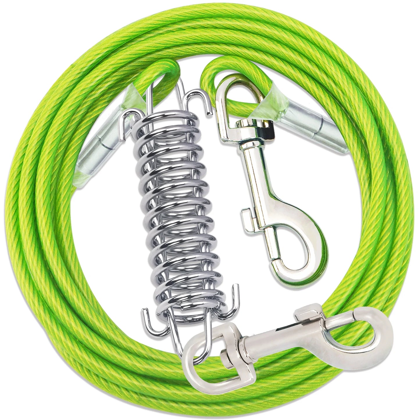 Double Head Coated Metal Pet Tie Out Cable with Recoil