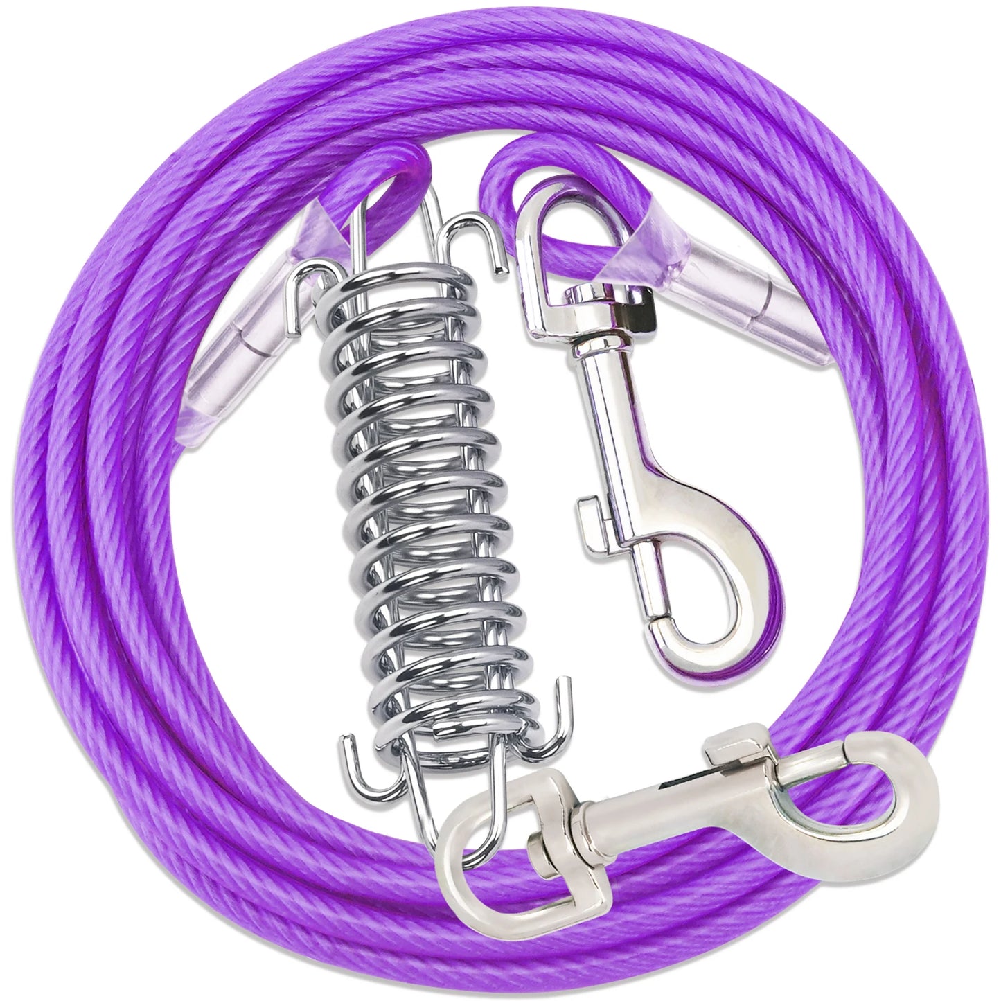 Double Head Coated Metal Pet Tie Out Cable with Recoil