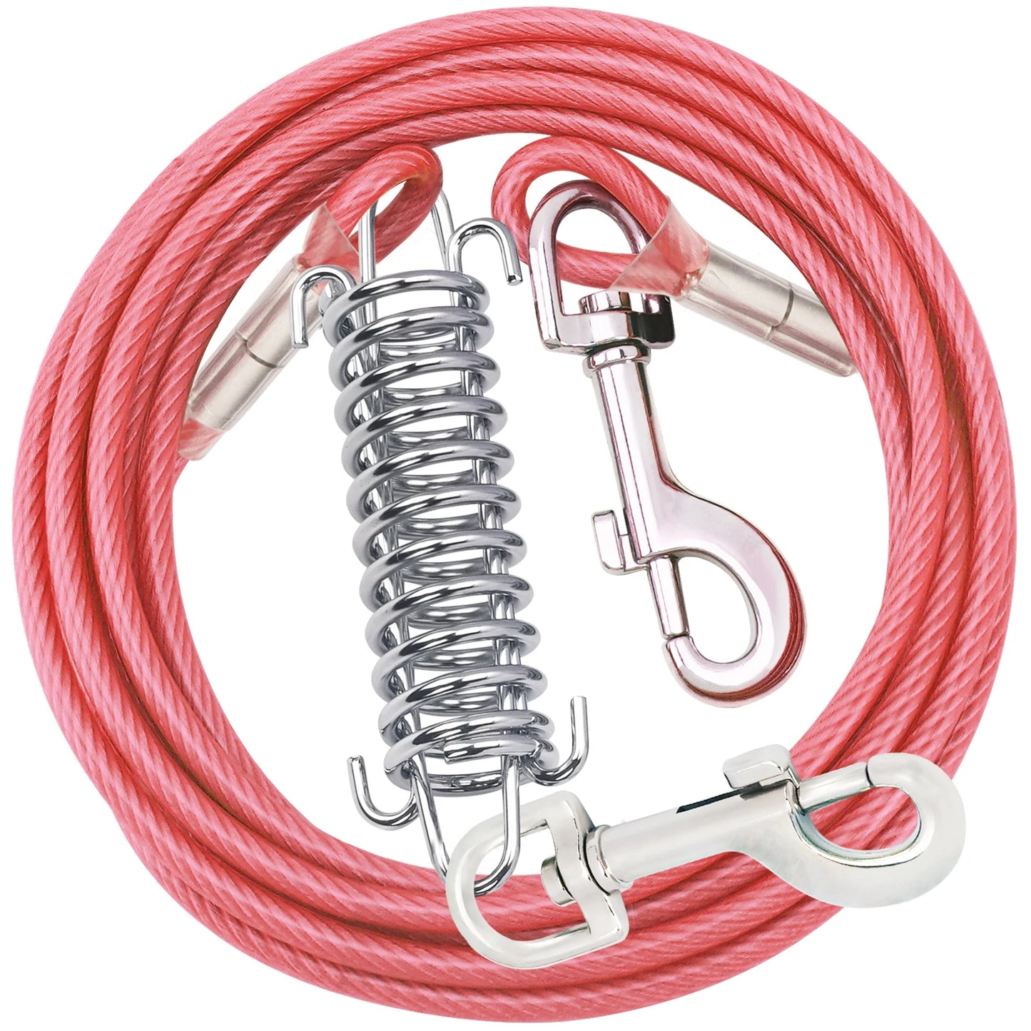 Double Head Coated Metal Pet Tie Out Cable with Recoil