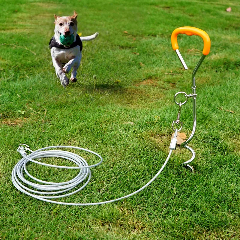 Ground Anchor Lawn Pet Tie Out and Coated Cable