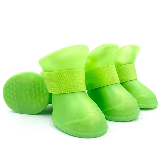 4Pcs Rubber WaterProof Anti-slip Rainshoe Pet Boot