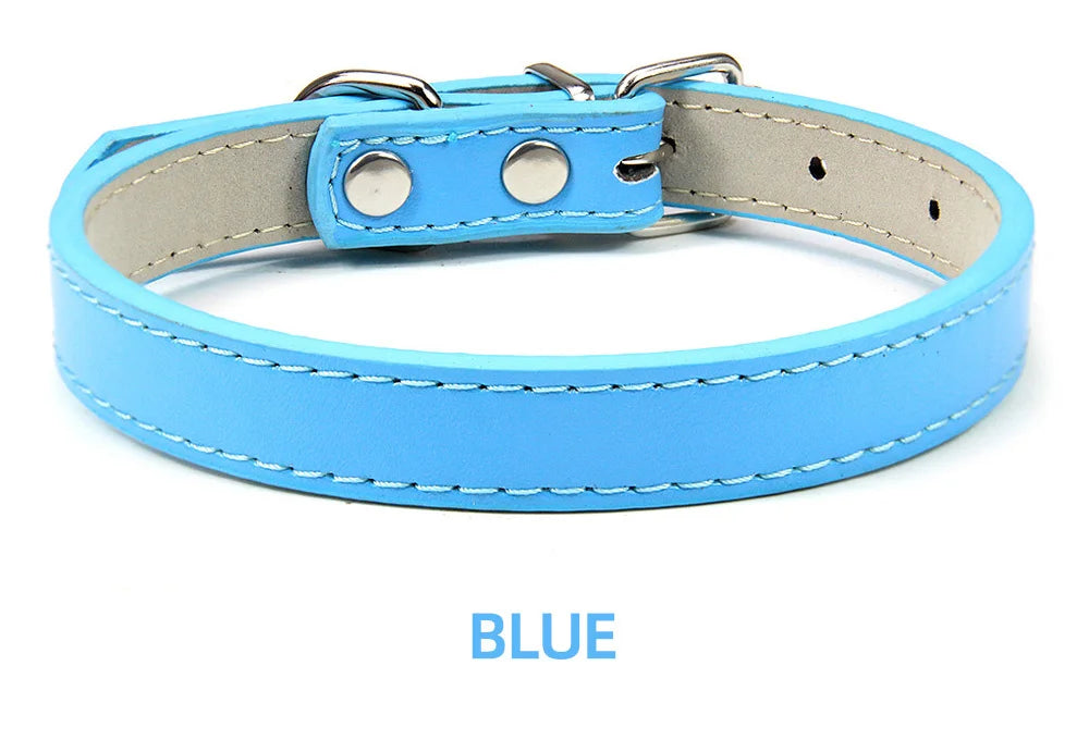 Classic Soft Leather Adjustable Pet Collars