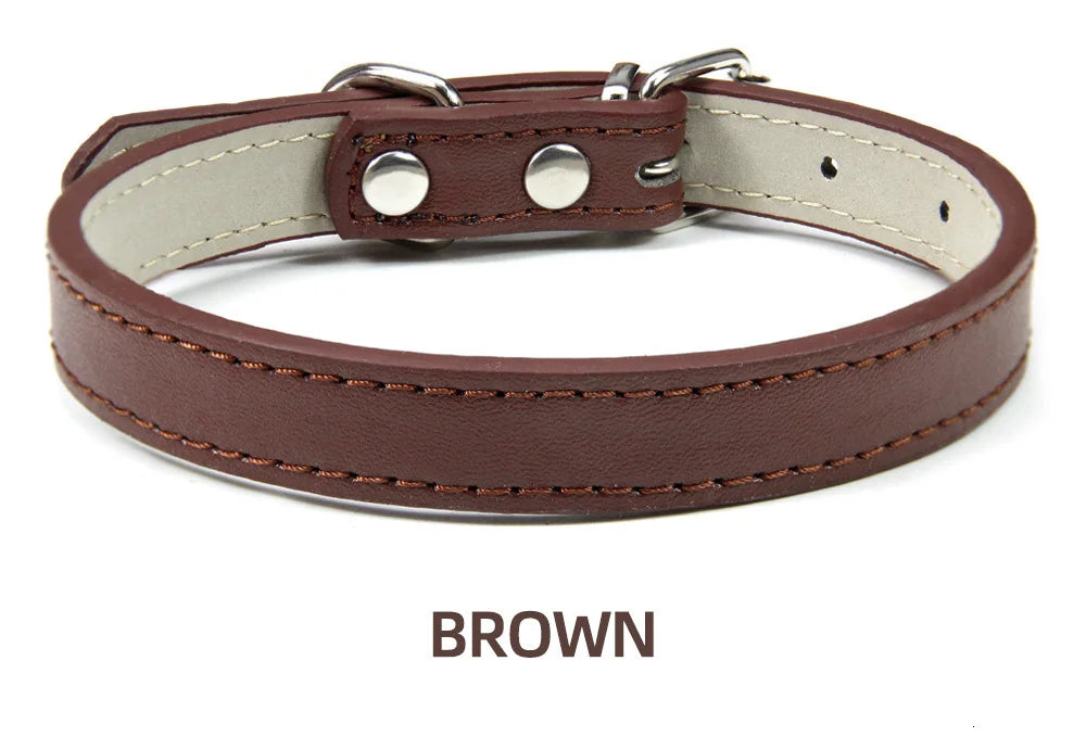 Classic Soft Leather Adjustable Pet Collars