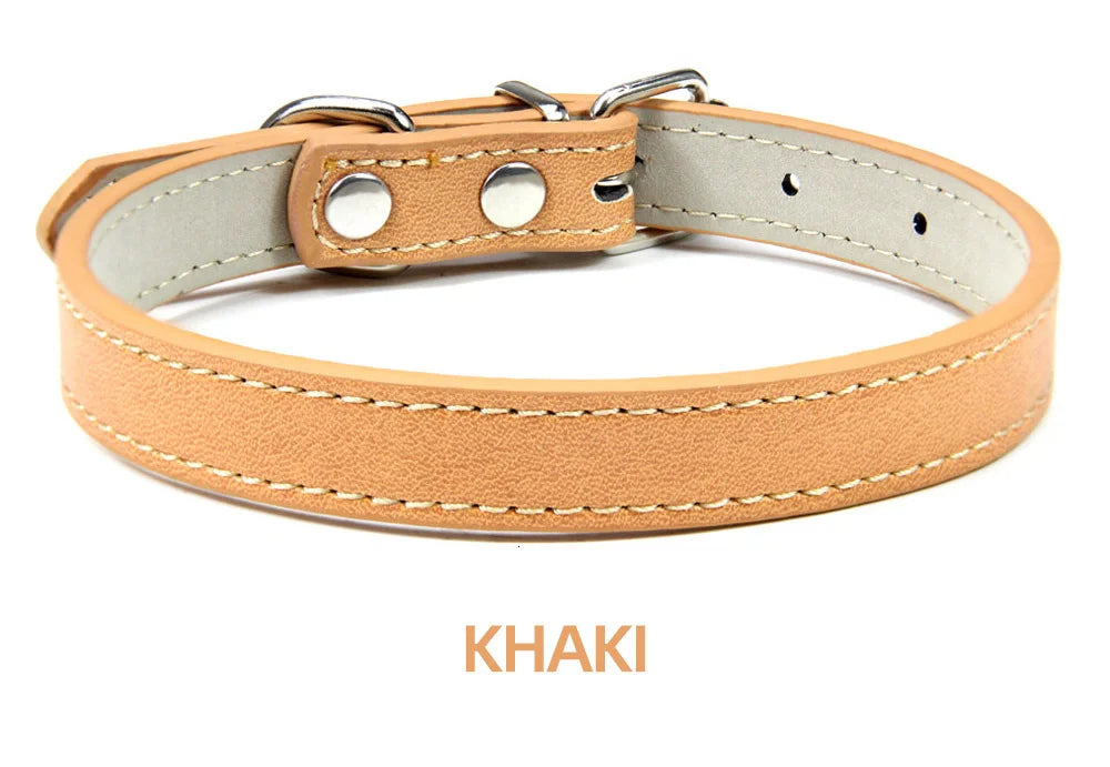 Classic Soft Leather Adjustable Pet Collars