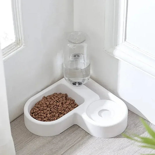 Corner Dual Food Water Bowl Feeder