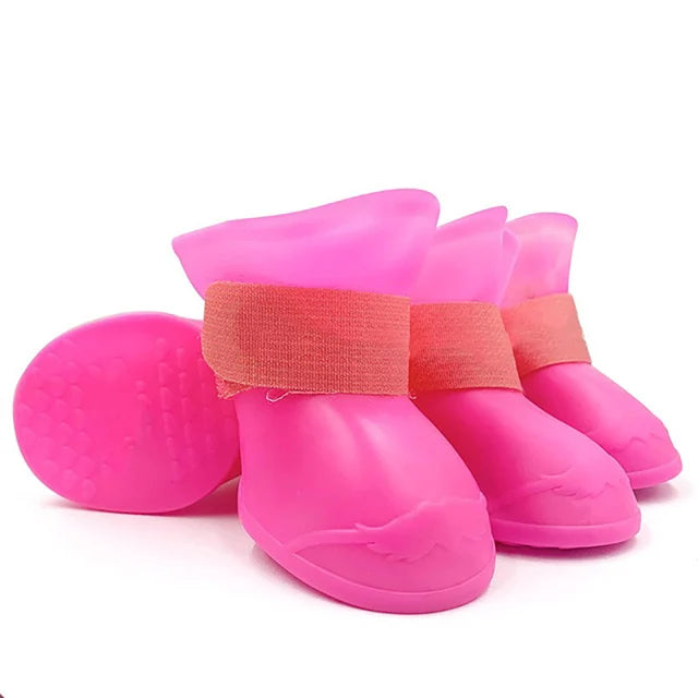 4Pcs Rubber WaterProof Anti-slip Rainshoe Pet Boot