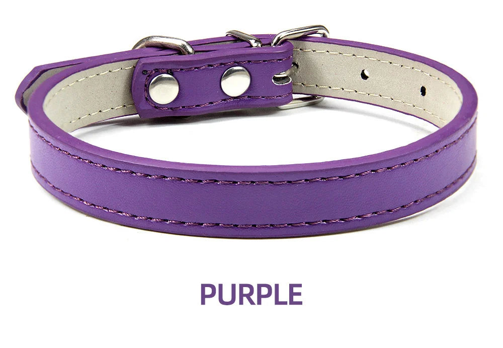 Classic Soft Leather Adjustable Pet Collars
