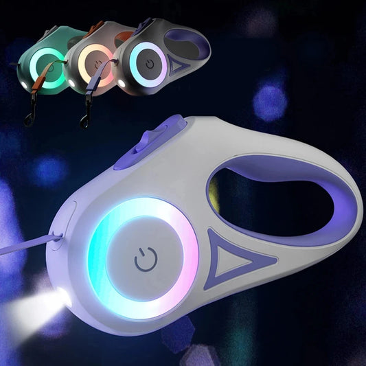 Automatic Retractable LED Flashlight Dog Leash
