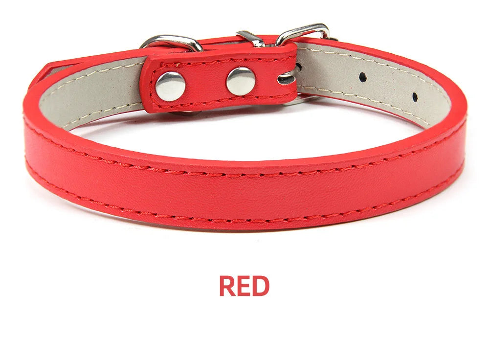 Classic Soft Leather Adjustable Pet Collars