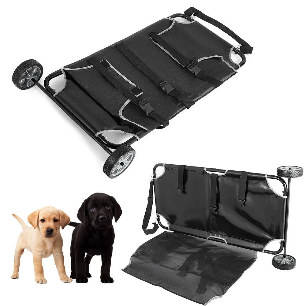 Folding Pet Transport Stretcher With Wheels