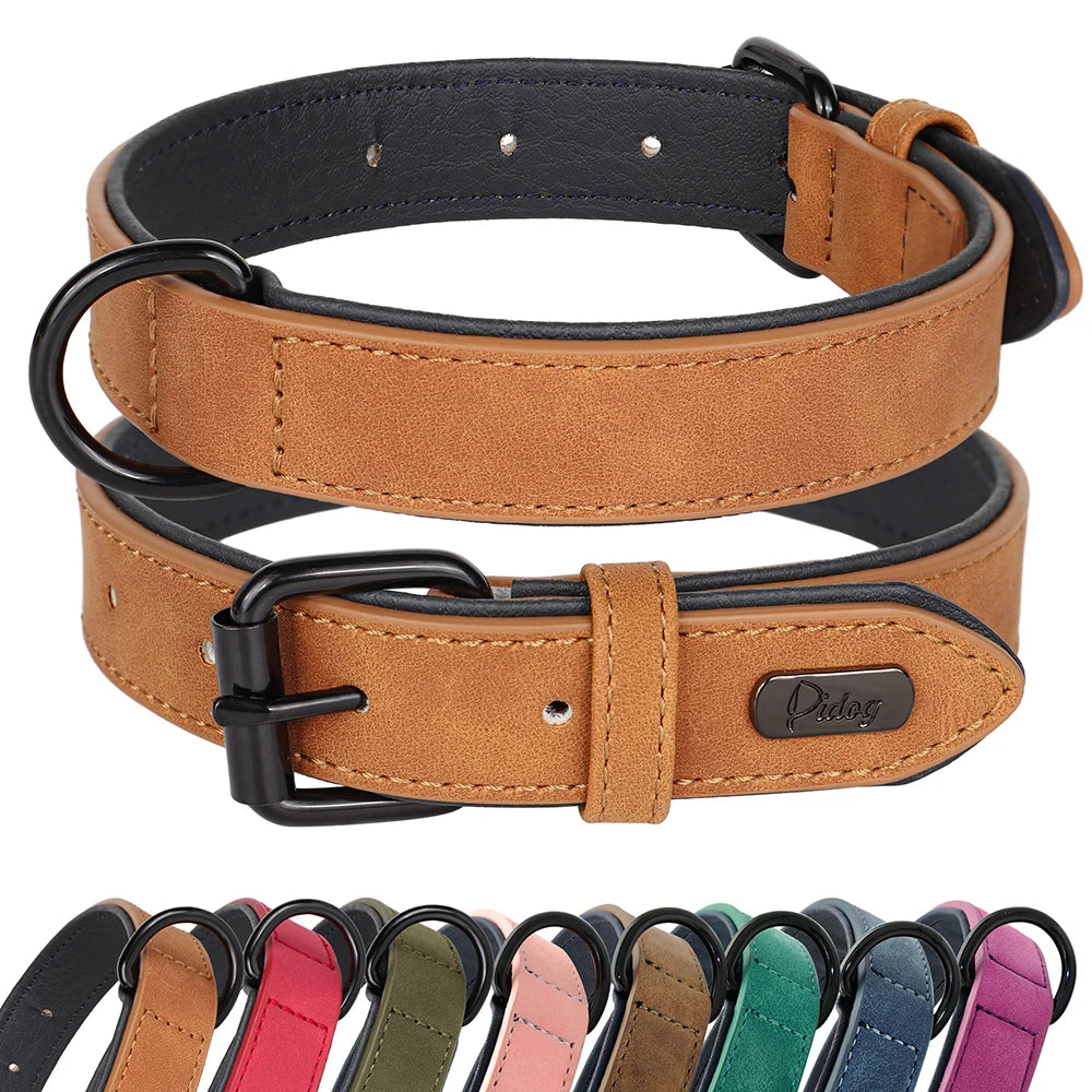Durable Soft Padded Leather Dog Collar