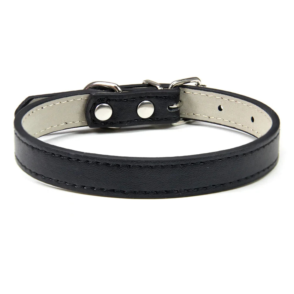 Classic Soft Leather Adjustable Pet Collars