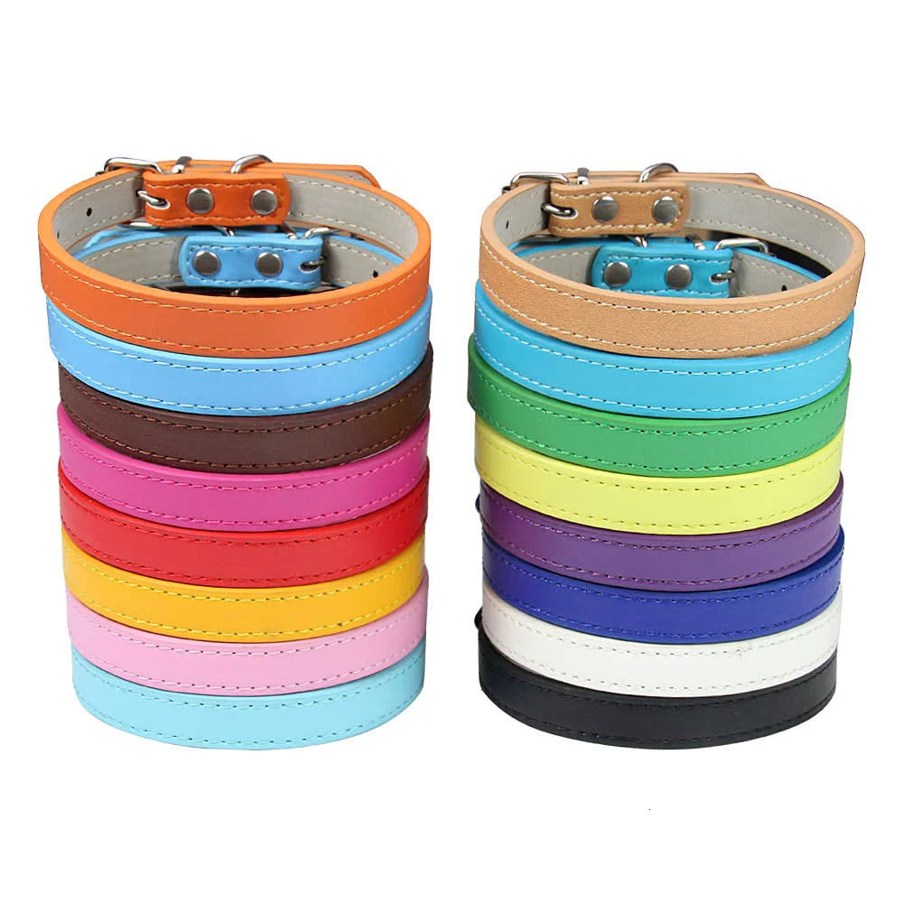 Classic Soft Leather Adjustable Pet Collars