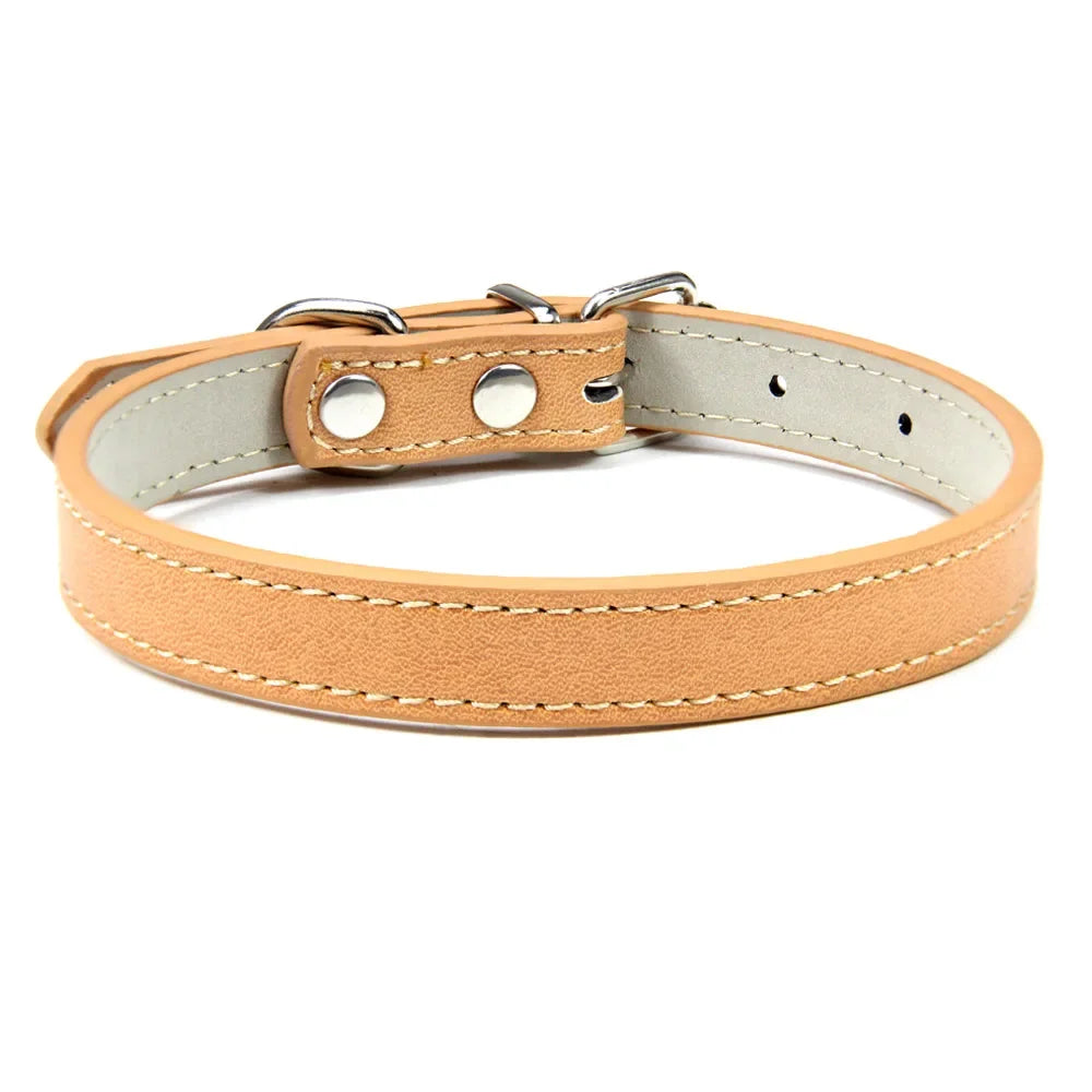 Classic Soft Leather Adjustable Pet Collars