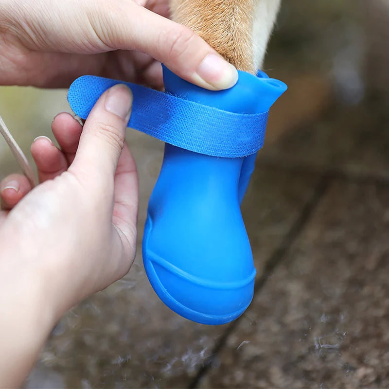 4Pcs Rubber WaterProof Anti-slip Rainshoe Pet Boot