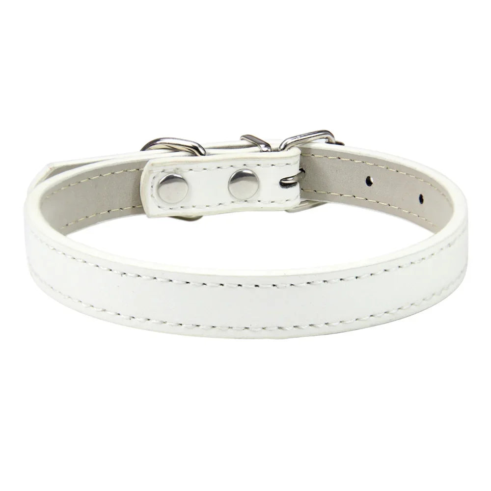 Classic Soft Leather Adjustable Pet Collars