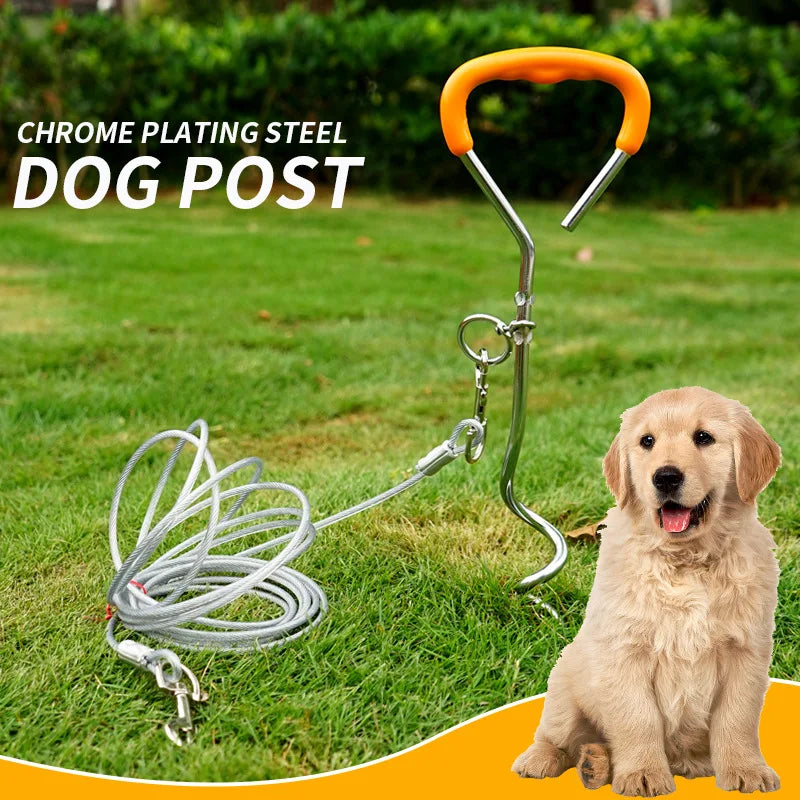 Ground Anchor Lawn Pet Tie Out and Coated Cable