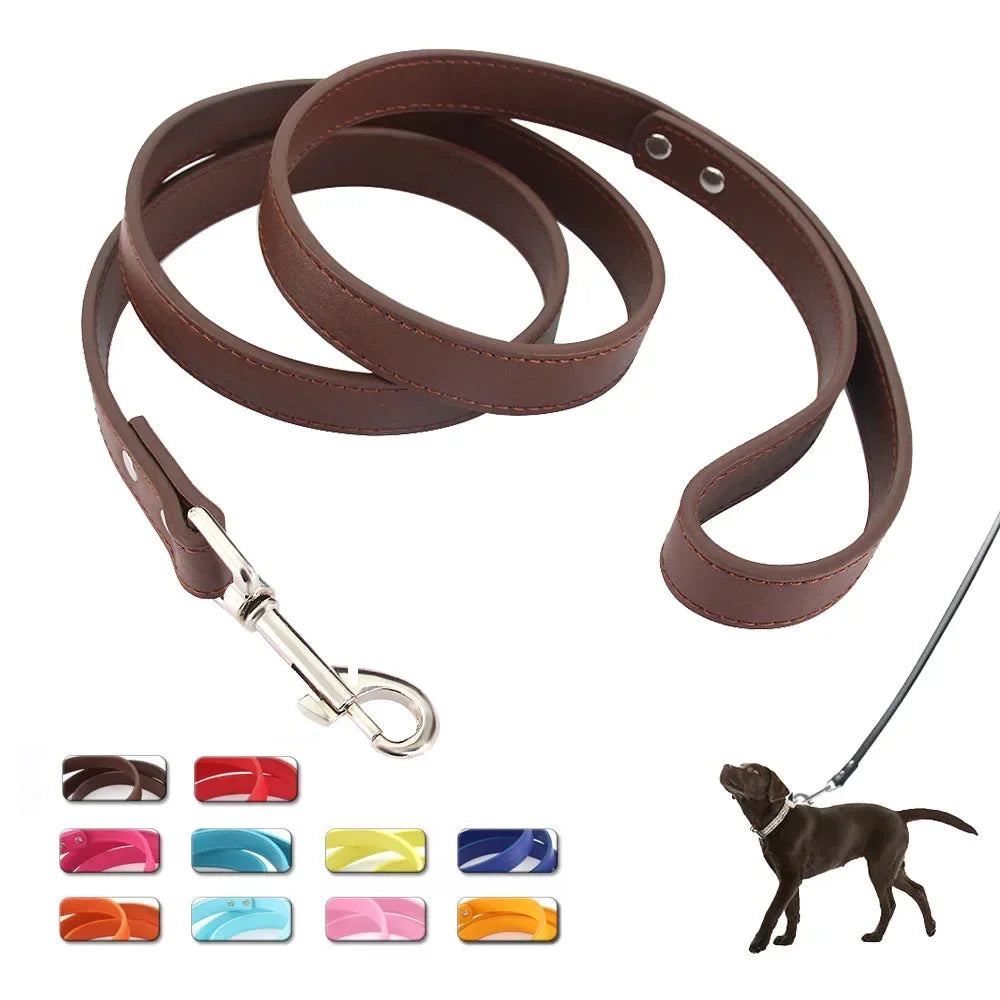 Color Pop Basics Leather Leash Lead