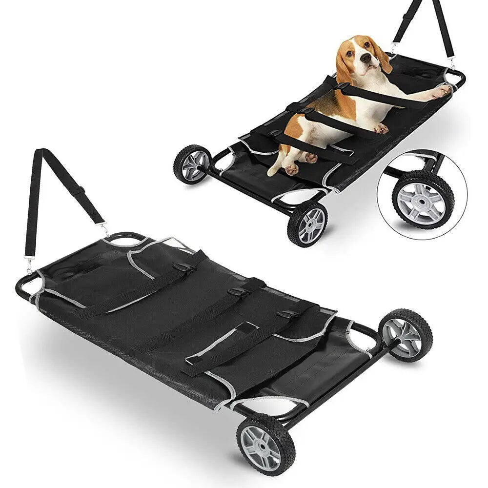 Folding Pet Transport Stretcher With Wheels