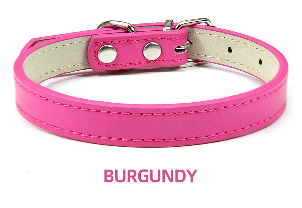 Classic Soft Leather Adjustable Pet Collars