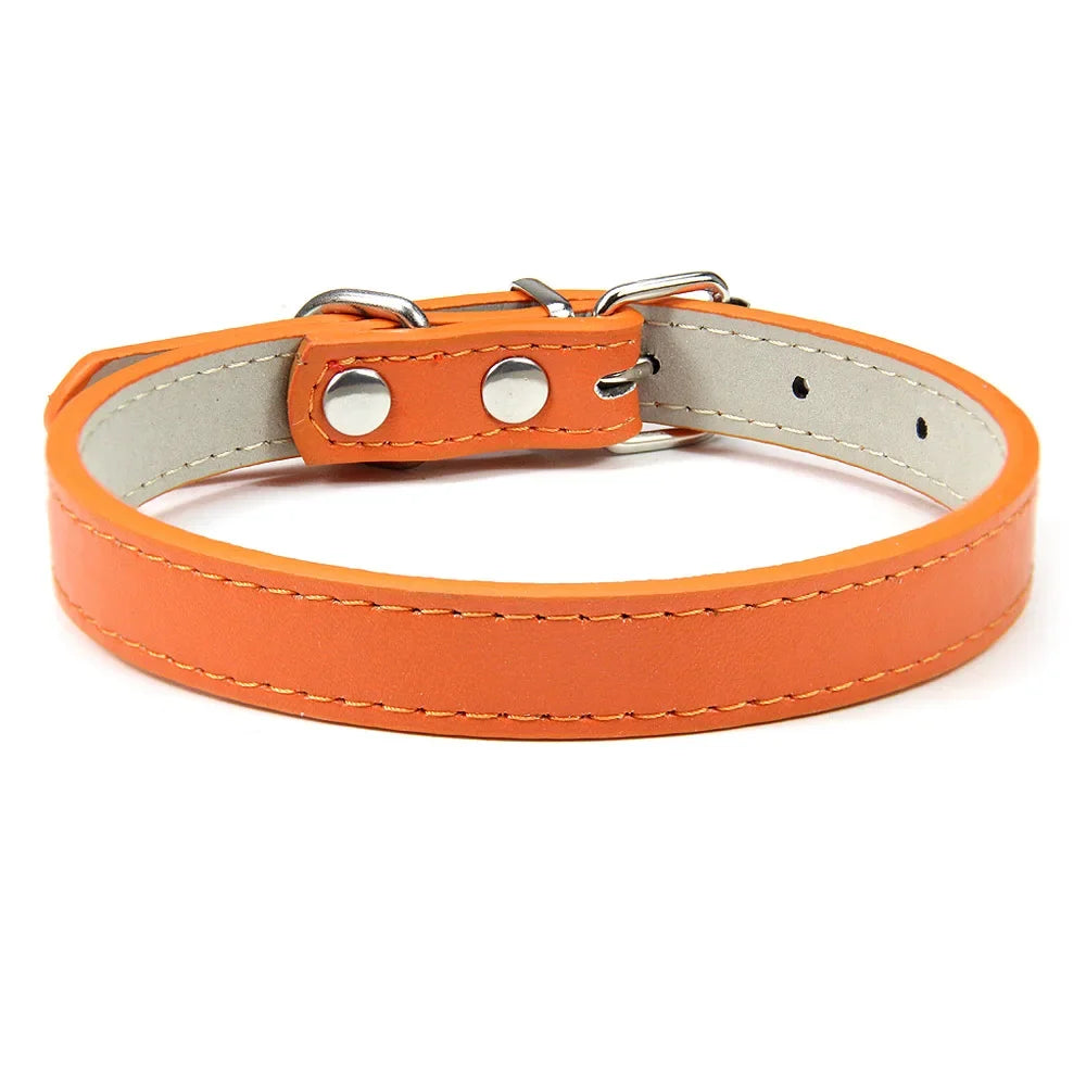 Classic Soft Leather Adjustable Pet Collars
