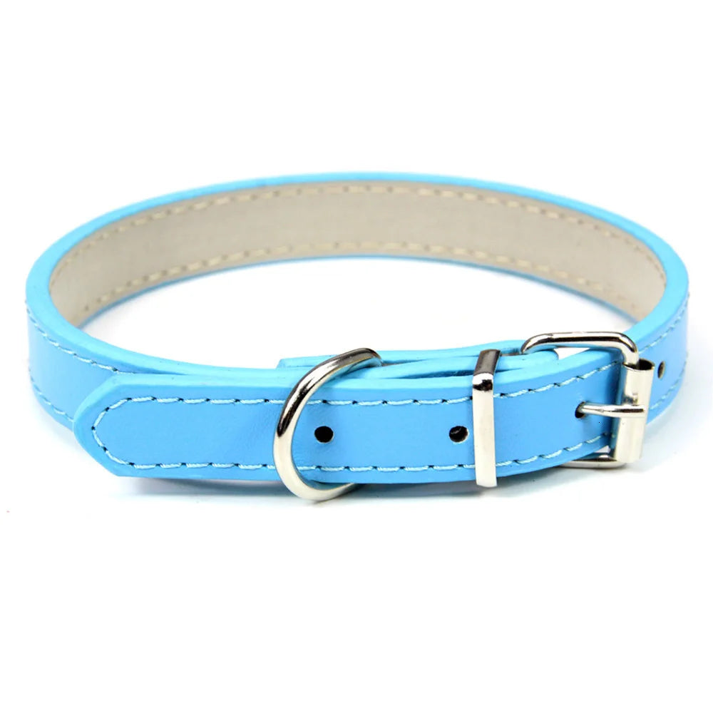 Classic Soft Leather Adjustable Pet Collars