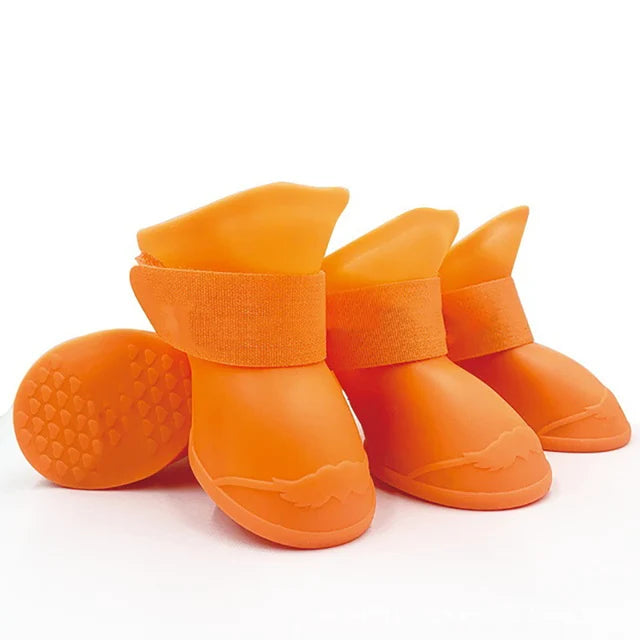 4Pcs Rubber WaterProof Anti-slip Rainshoe Pet Boot