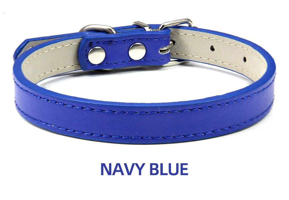 Classic Soft Leather Adjustable Pet Collars