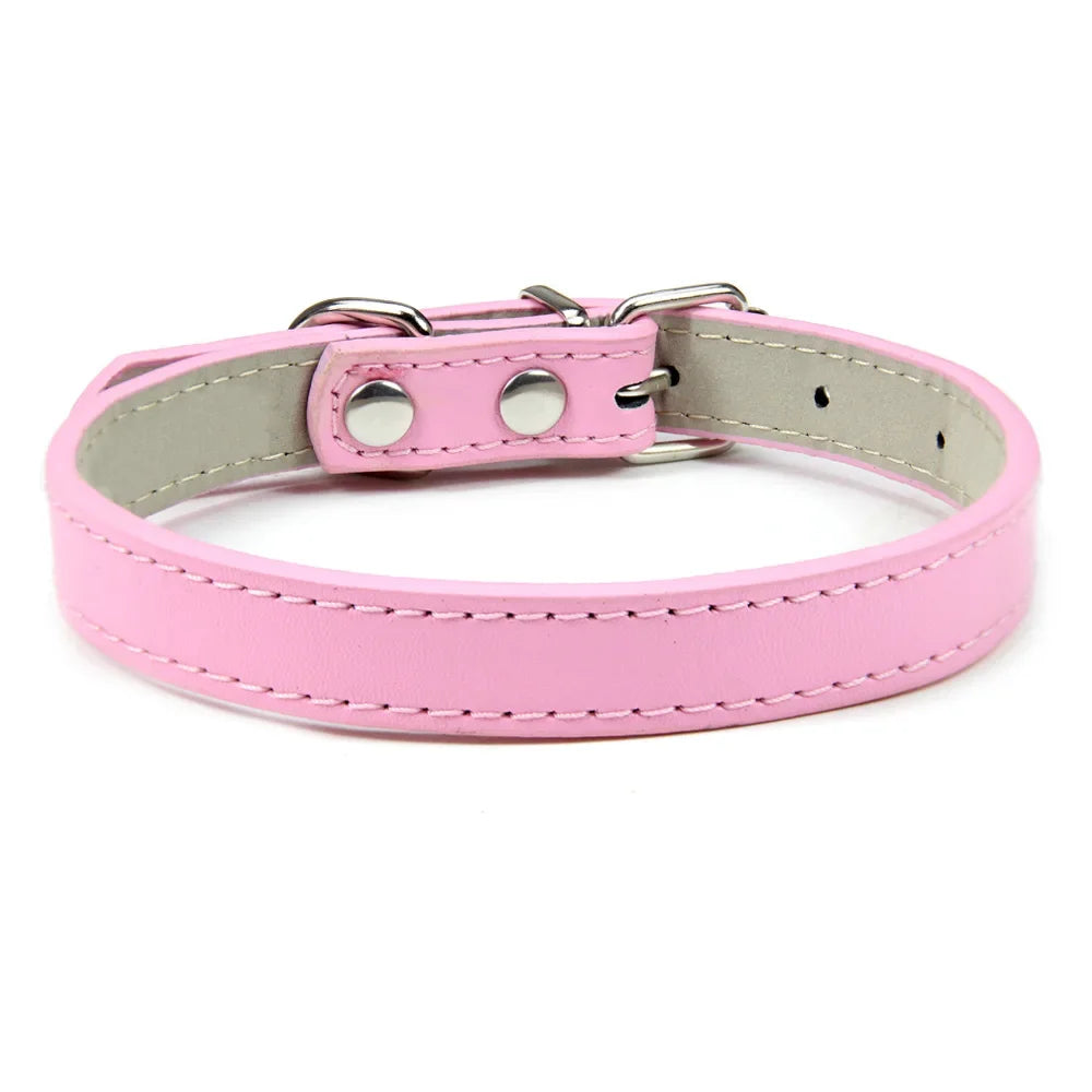 Classic Soft Leather Adjustable Pet Collars