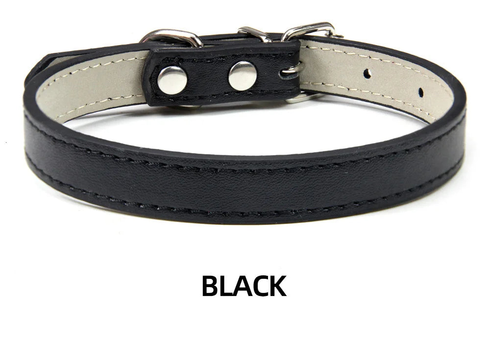 Classic Soft Leather Adjustable Pet Collars
