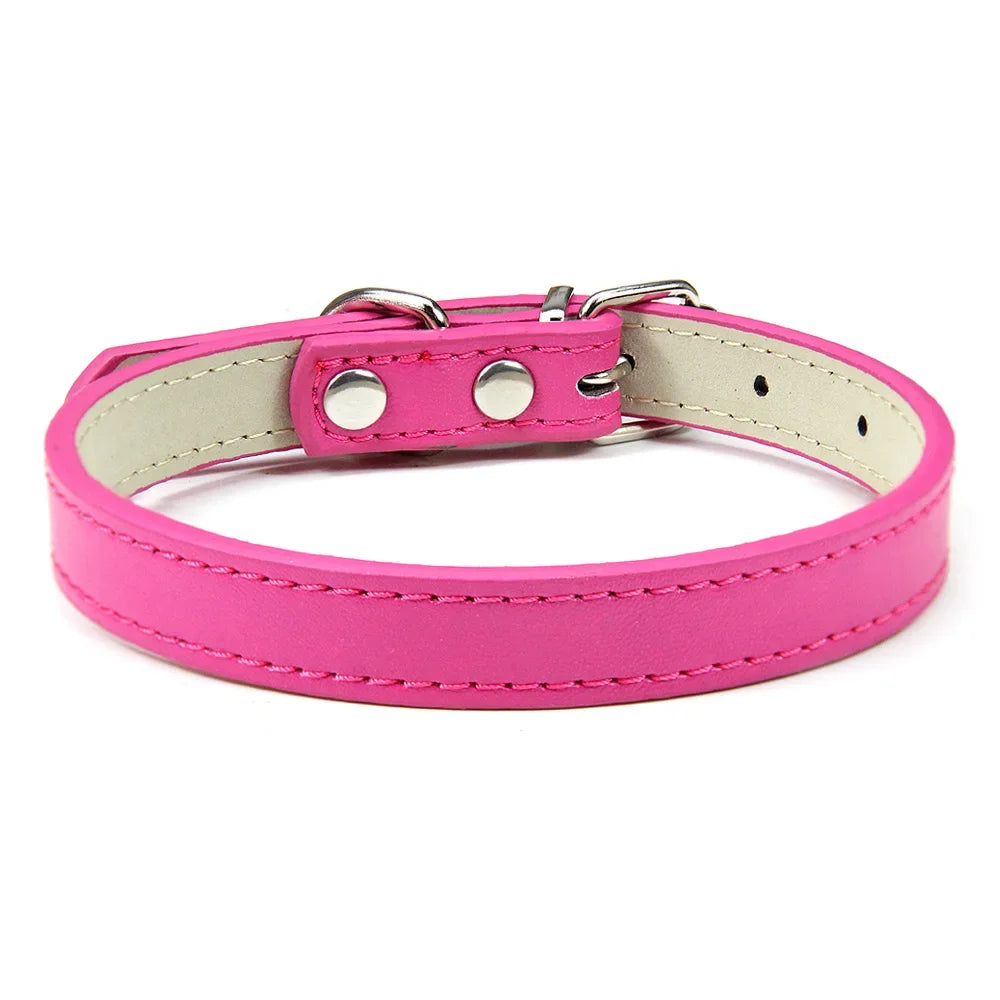 Classic Soft Leather Adjustable Pet Collars
