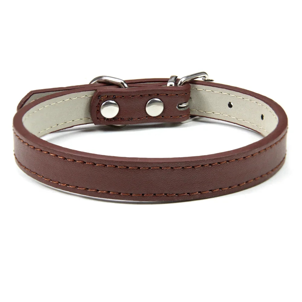 Classic Soft Leather Adjustable Pet Collars
