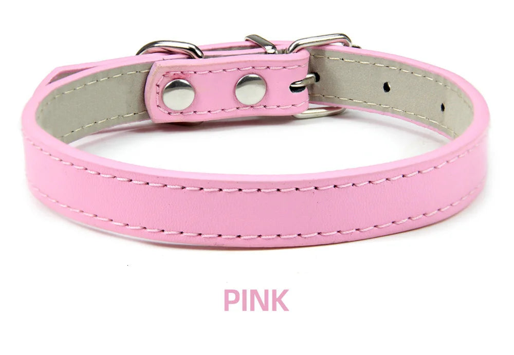 Classic Soft Leather Adjustable Pet Collars