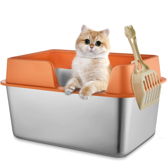 Stainless Steel Cat Litter Tray with High Wall Sides