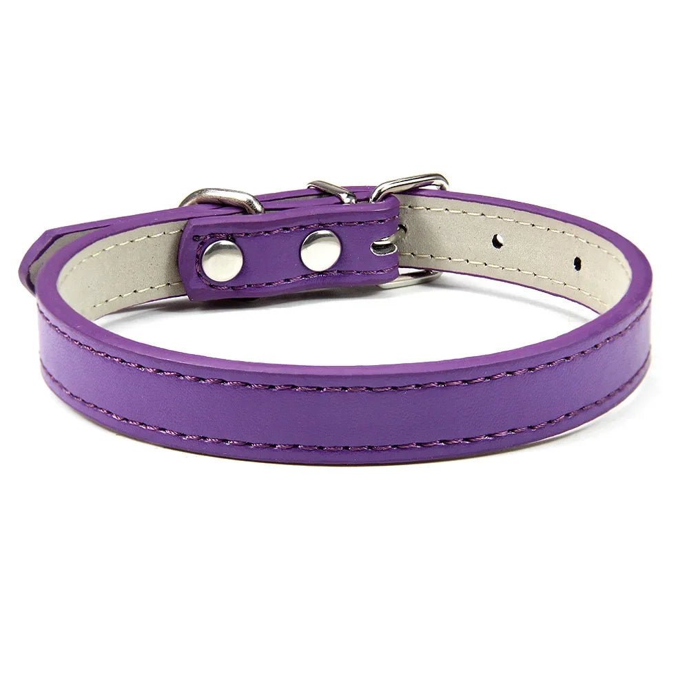 Classic Soft Leather Adjustable Pet Collars