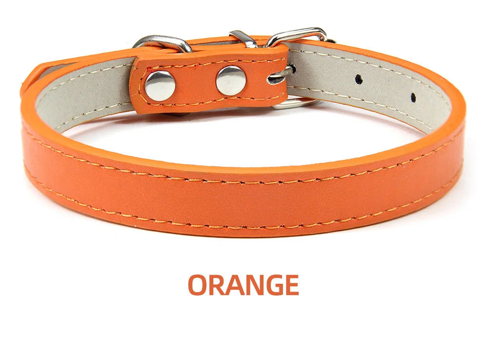 Classic Soft Leather Adjustable Pet Collars