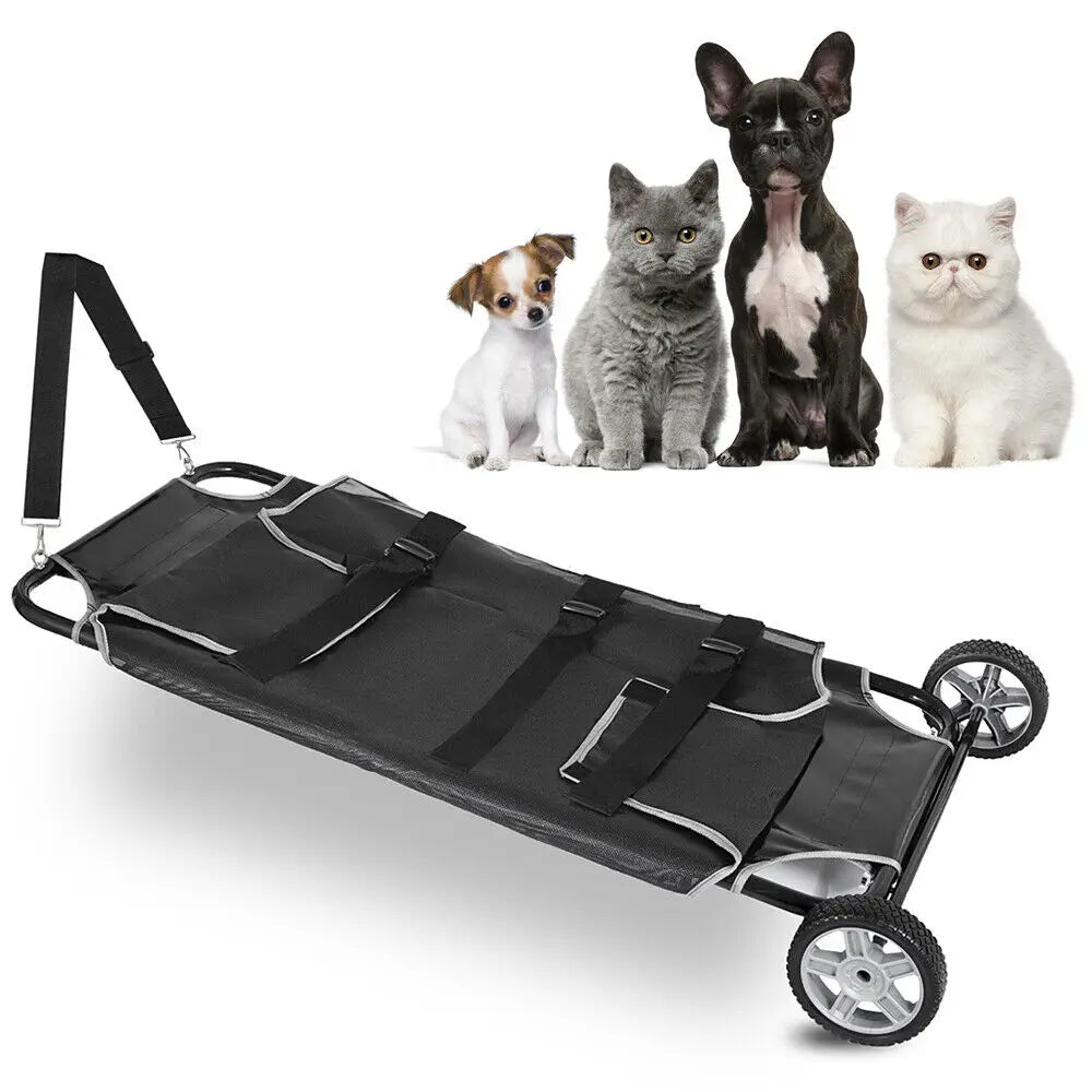 Folding Pet Transport Stretcher With Wheels