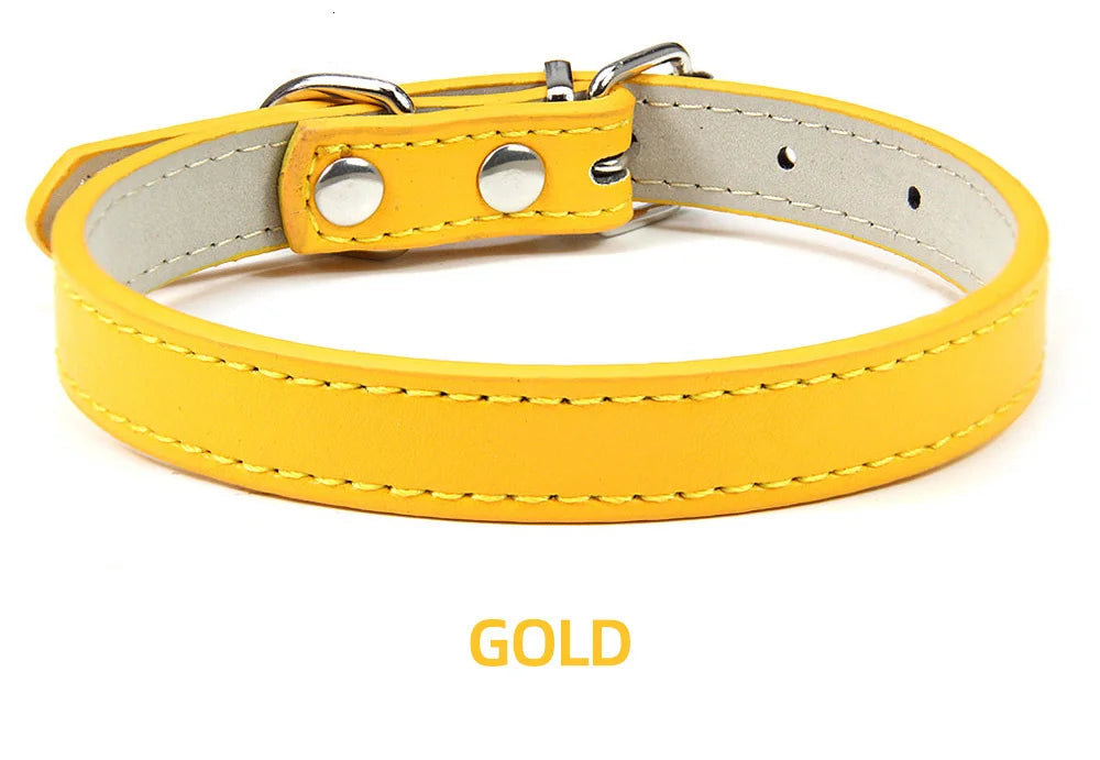 Classic Soft Leather Adjustable Pet Collars