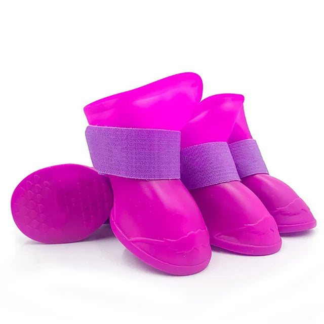 4Pcs Rubber WaterProof Anti-slip Rainshoe Pet Boot
