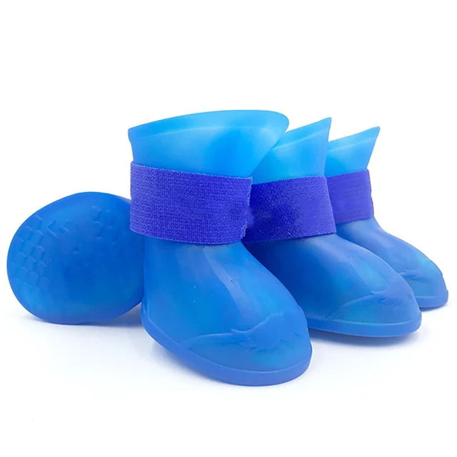 4Pcs Rubber WaterProof Anti-slip Rainshoe Pet Boot