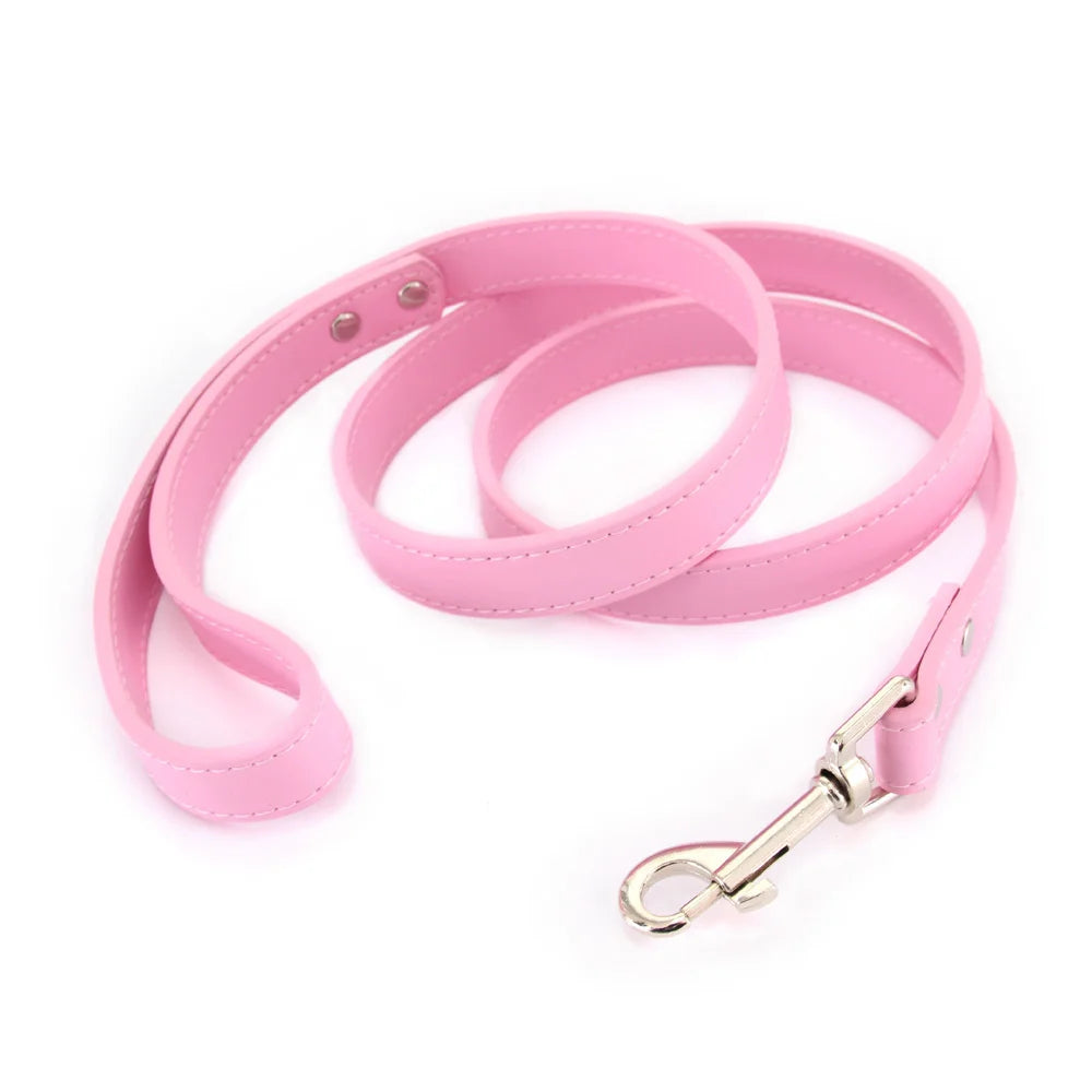 Color Pop Basics Leather Leash Lead